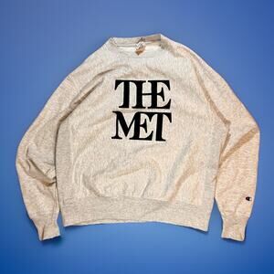 Champion Metropolitan Museum Of Art Sweatshirt Mens L Gray Reverse Weave NYC